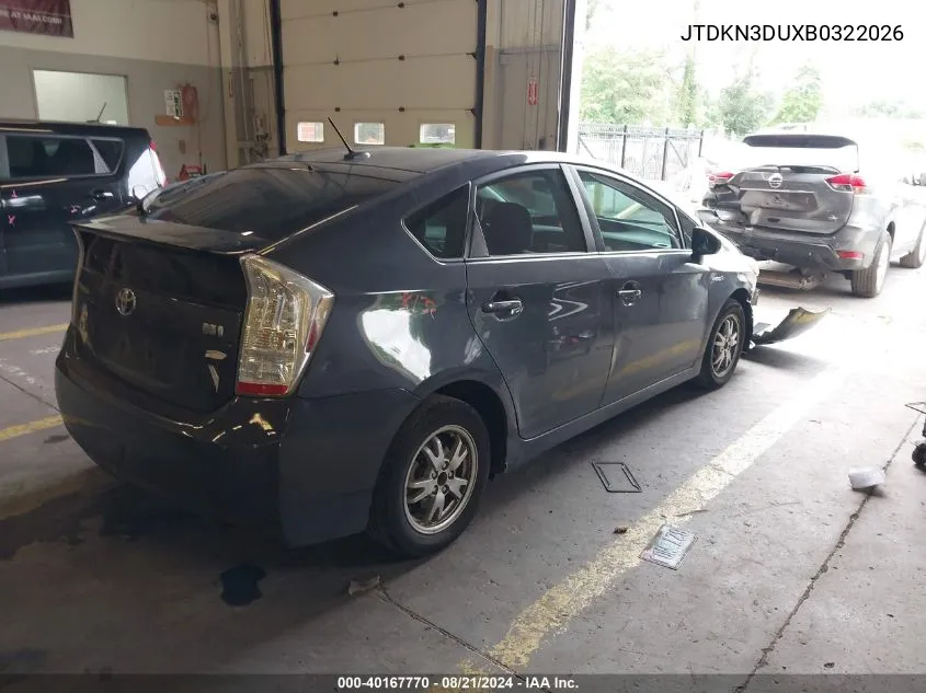 2011 Toyota Prius VIN: JTDKN3DUXB0322026 Lot: 40167770