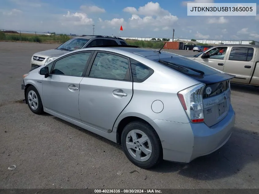 2011 Toyota Prius Three VIN: JTDKN3DU5B1365005 Lot: 40236335