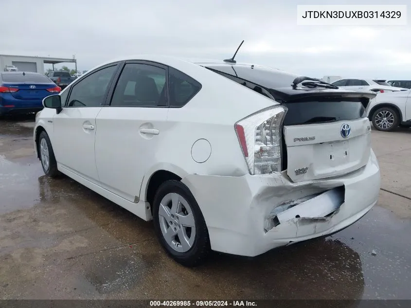 2011 Toyota Prius Three VIN: JTDKN3DUXB0314329 Lot: 40269985