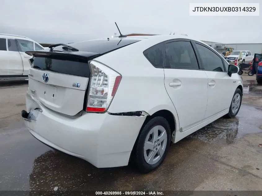 JTDKN3DUXB0314329 2011 Toyota Prius Three