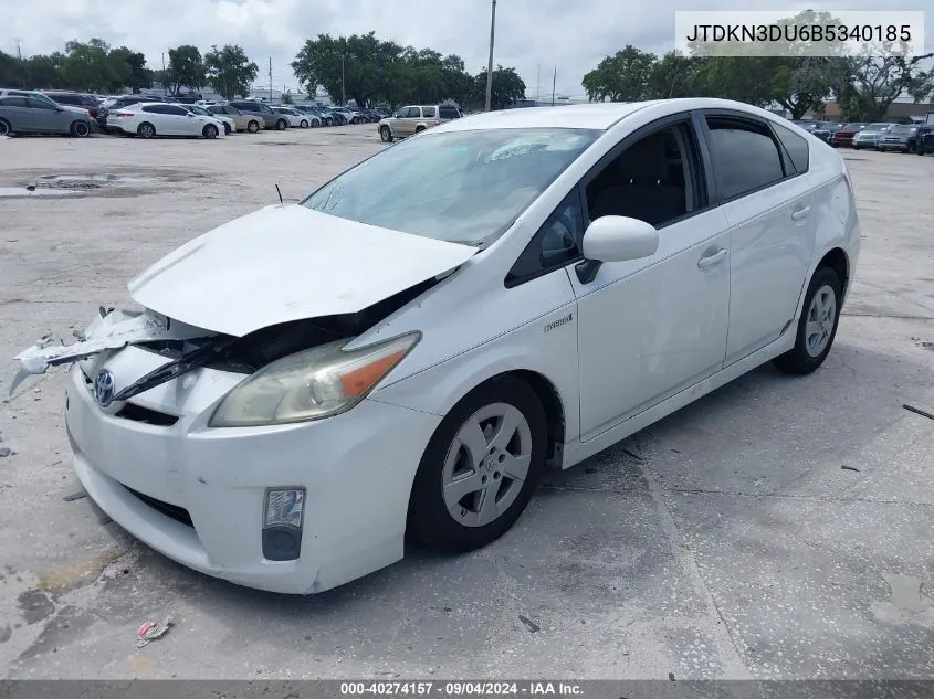 2011 Toyota Prius Two VIN: JTDKN3DU6B5340185 Lot: 40274157