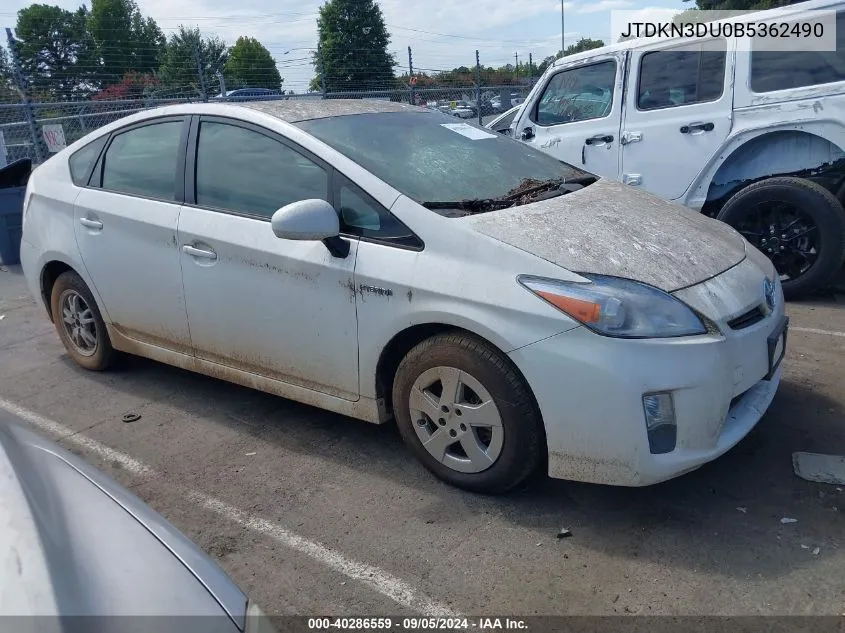 2011 Toyota Prius Two VIN: JTDKN3DU0B5362490 Lot: 40286559