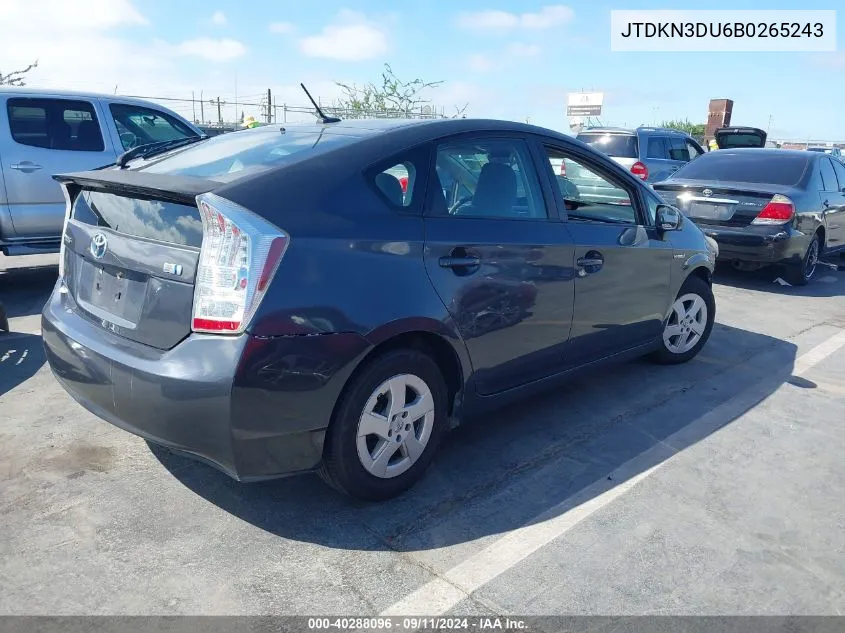 JTDKN3DU6B0265243 2011 Toyota Prius