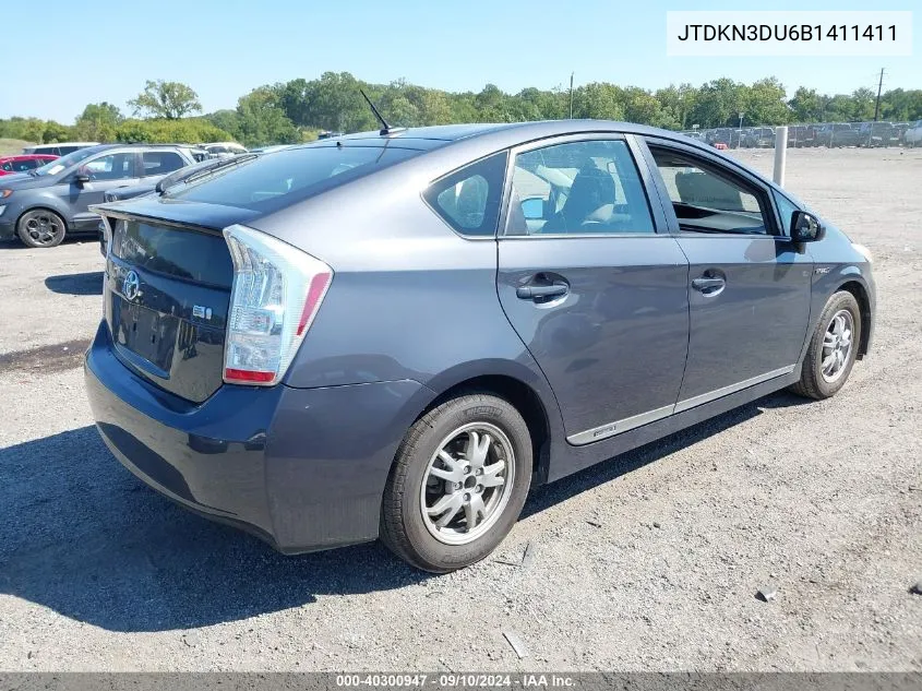 2011 Toyota Prius Three VIN: JTDKN3DU6B1411411 Lot: 40703575