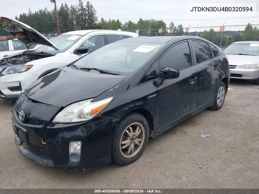 2011 Toyota Prius Two VIN: JTDKN3DU4B0320594 Lot: 40309506