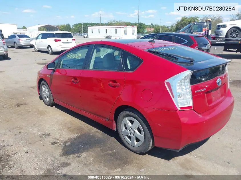 2011 Toyota Prius Four VIN: JTDKN3DU7B0280284 Lot: 40315029