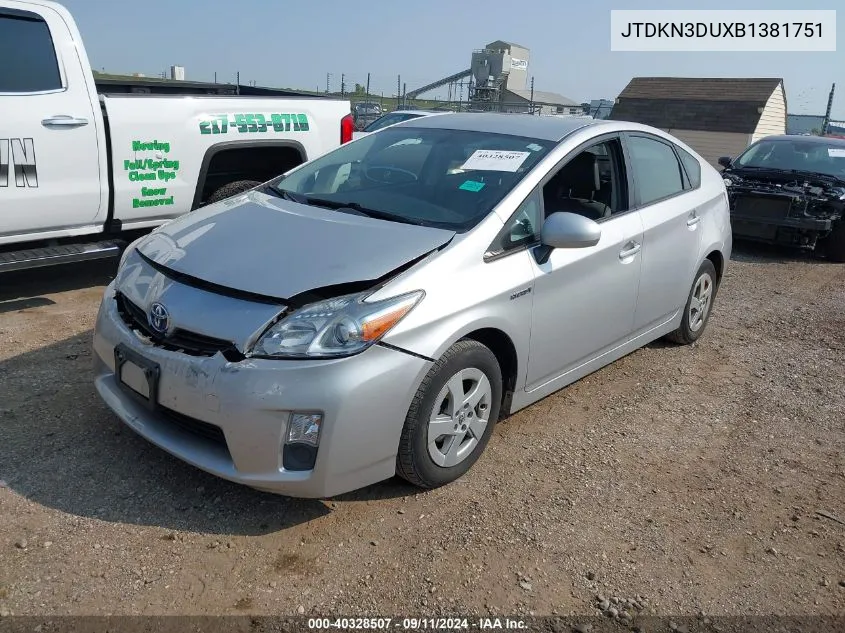 2011 Toyota Prius Four VIN: JTDKN3DUXB1381751 Lot: 40328507