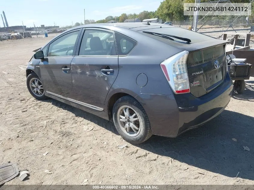 2011 Toyota Prius VIN: JTDKN3DU6B1424112 Lot: 40366602