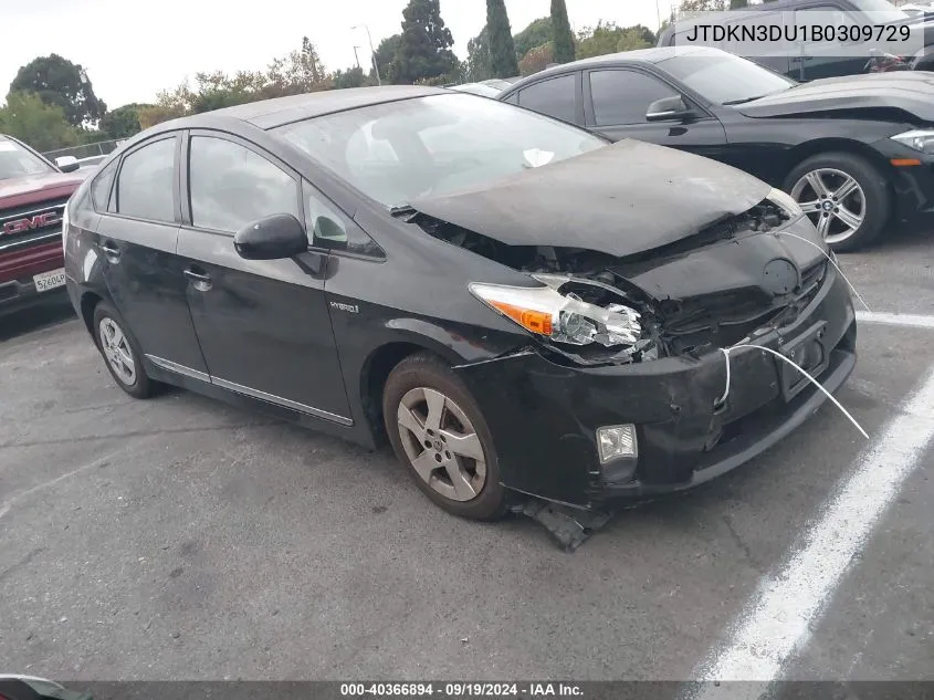 JTDKN3DU1B0309729 2011 Toyota Prius Four