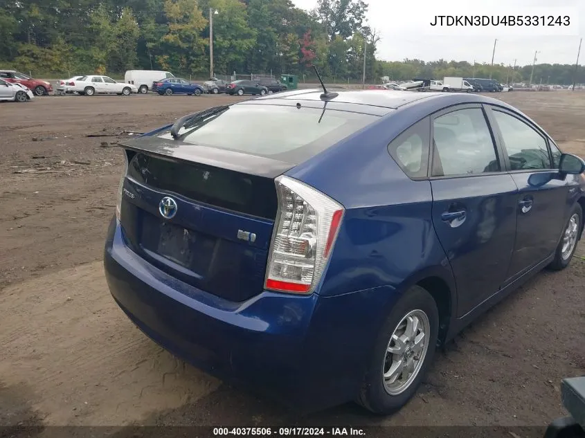 2011 Toyota Prius Four VIN: JTDKN3DU4B5331243 Lot: 40375506