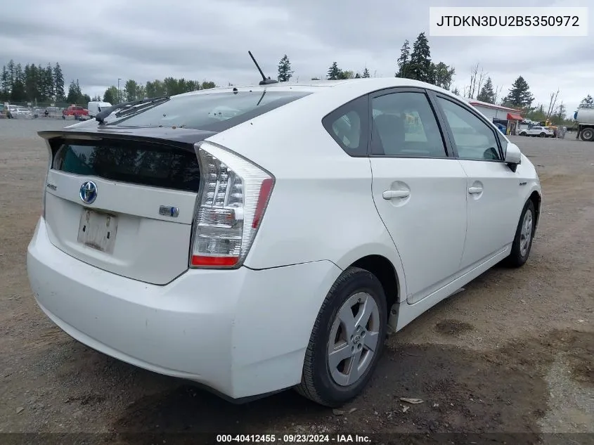 2011 Toyota Prius Two VIN: JTDKN3DU2B5350972 Lot: 40412455