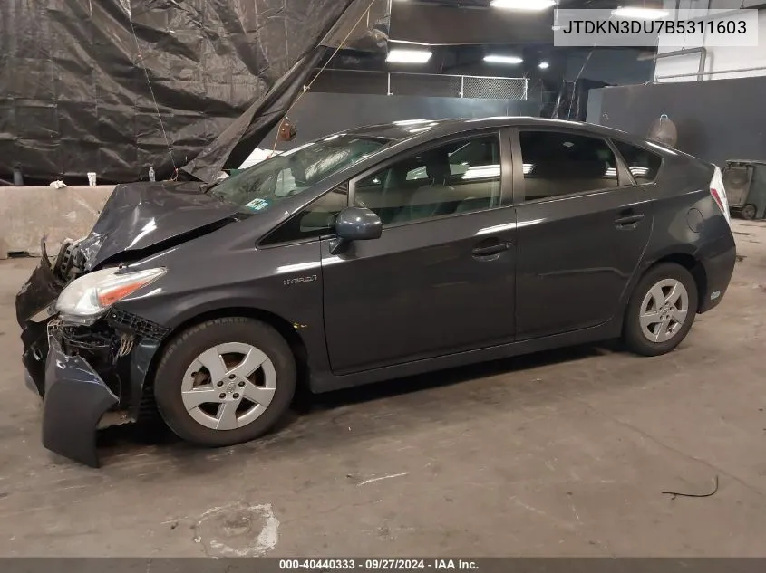 2011 Toyota Prius Four VIN: JTDKN3DU7B5311603 Lot: 40440333