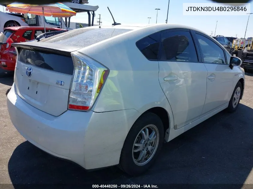 2011 Toyota Prius Four VIN: JTDKN3DU4B0296846 Lot: 40448250