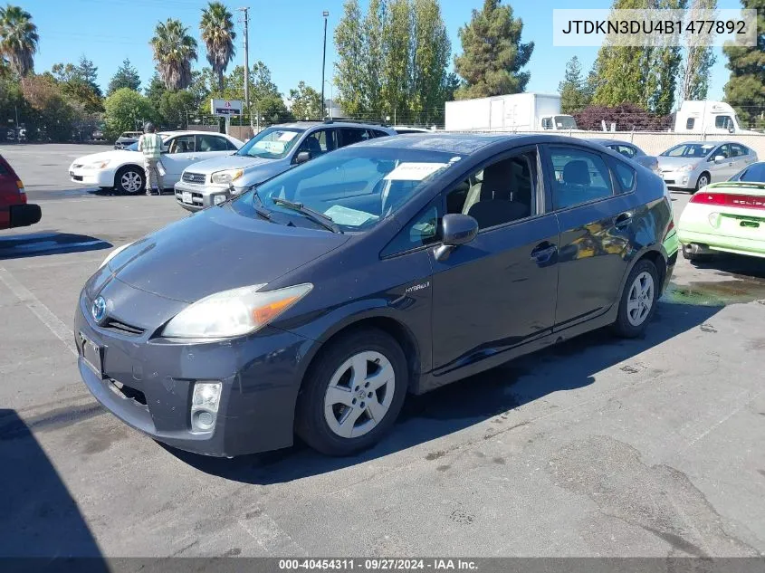 2011 Toyota Prius Two VIN: JTDKN3DU4B1477892 Lot: 40454311