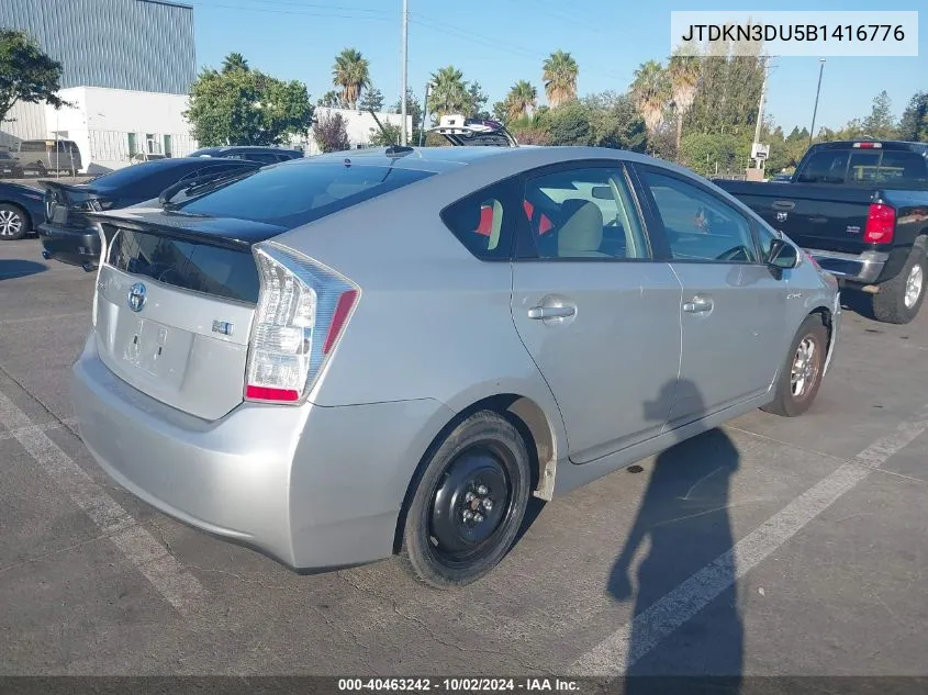 2011 Toyota Prius Two VIN: JTDKN3DU5B1416776 Lot: 40463242