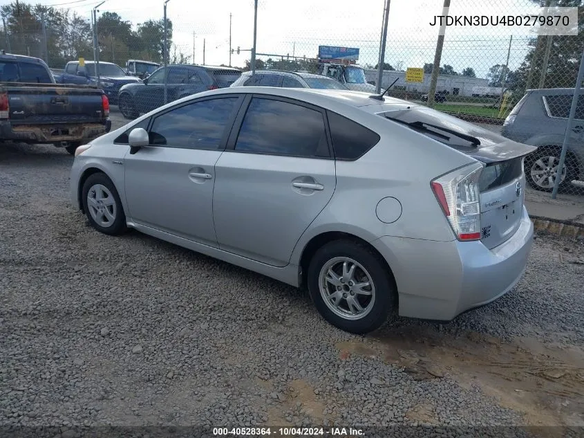 2011 Toyota Prius Four VIN: JTDKN3DU4B0279870 Lot: 40528364