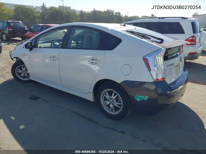 2011 Toyota Prius Two VIN: JTDKN3DU3B0270254 Lot: 40696385