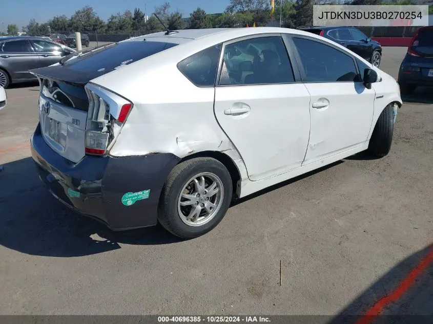 2011 Toyota Prius Two VIN: JTDKN3DU3B0270254 Lot: 40696385