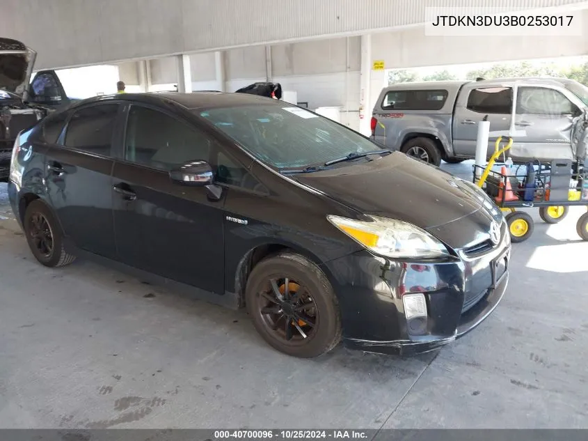 2011 Toyota Prius Three VIN: JTDKN3DU3B0253017 Lot: 40700096