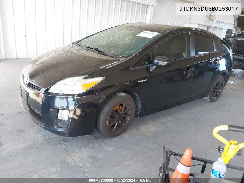 2011 Toyota Prius Three VIN: JTDKN3DU3B0253017 Lot: 40700096