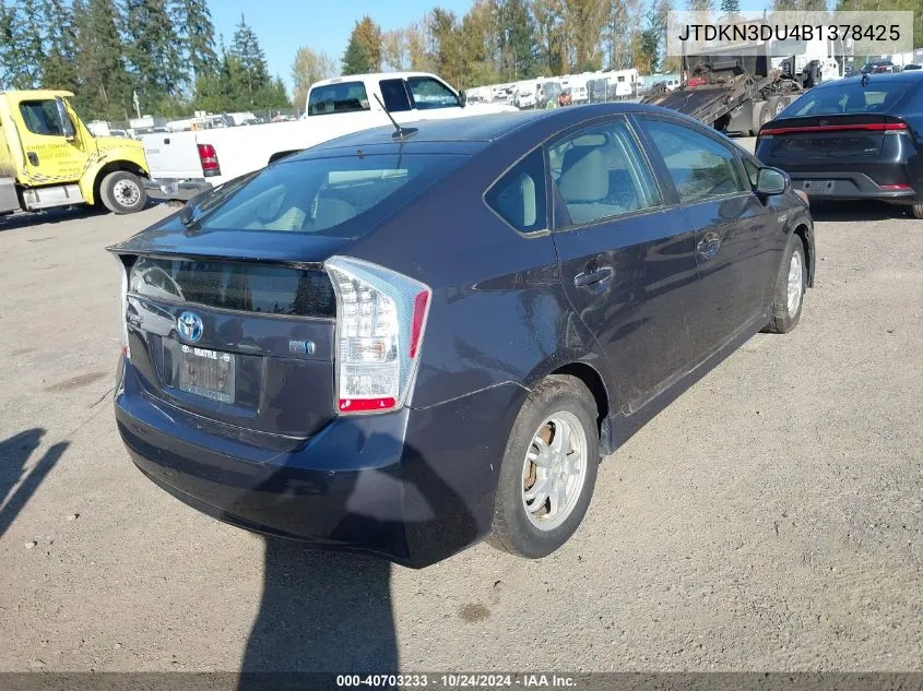 2011 Toyota Prius Two VIN: JTDKN3DU4B1378425 Lot: 40703233