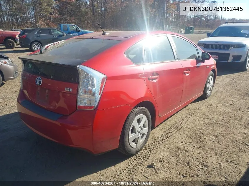 2011 Toyota Prius Two VIN: JTDKN3DU7B1362445 Lot: 40734287