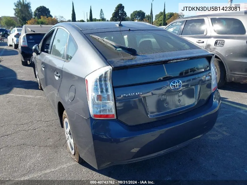 2011 Toyota Prius Two VIN: JTDKN3DU5B1423081 Lot: 40743762