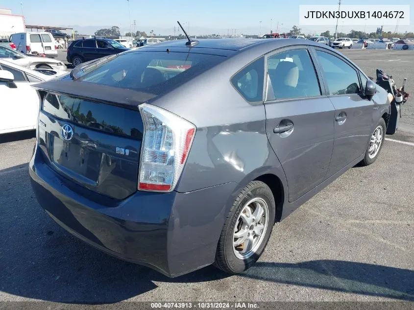 2011 Toyota Prius Two VIN: JTDKN3DUXB1404672 Lot: 40743913