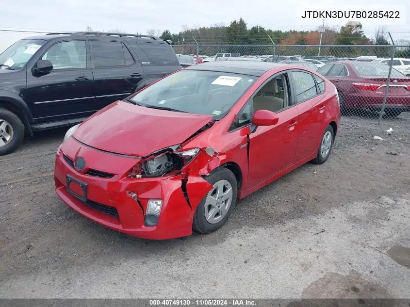 2011 Toyota Prius Three VIN: JTDKN3DU7B0285422 Lot: 40749130