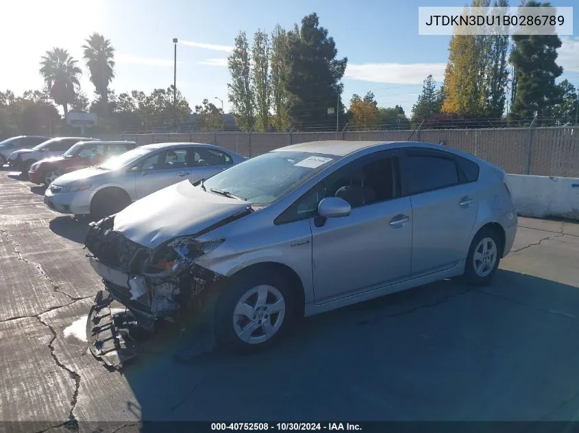 2011 Toyota Prius Three VIN: JTDKN3DU1B0286789 Lot: 40752508