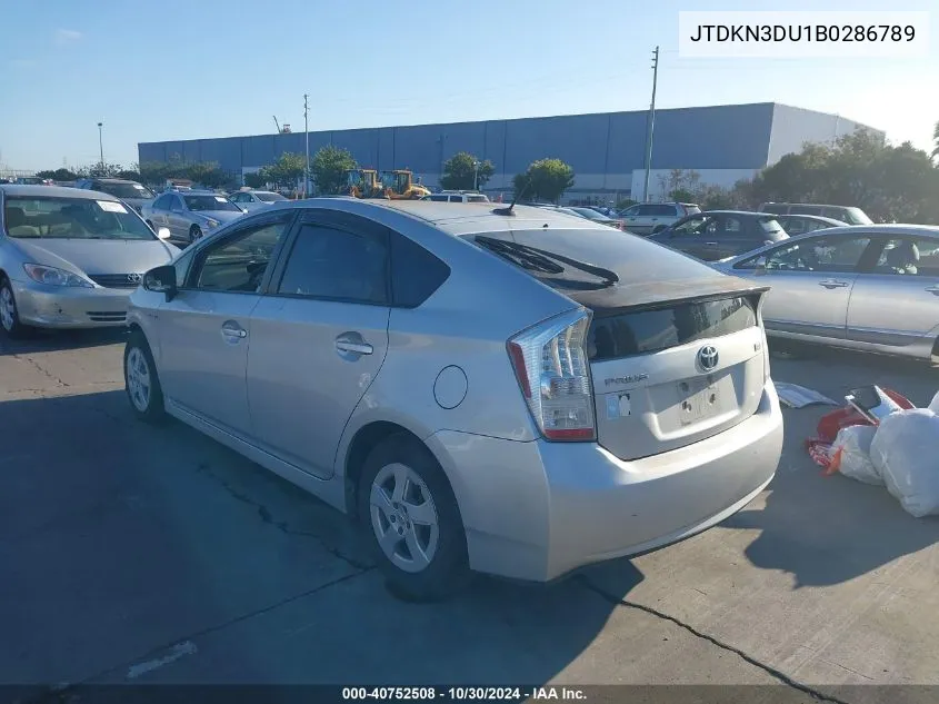 2011 Toyota Prius Three VIN: JTDKN3DU1B0286789 Lot: 40752508