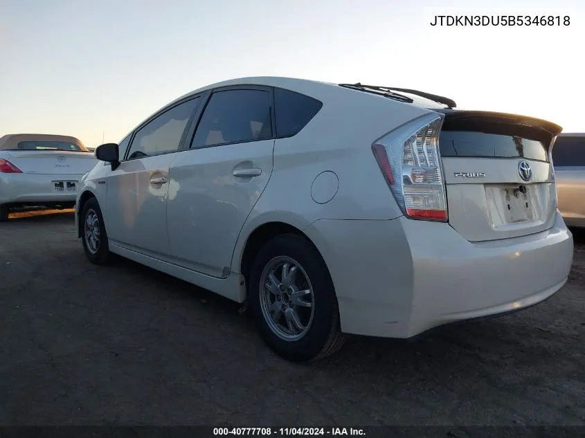 2011 Toyota Prius Two VIN: JTDKN3DU5B5346818 Lot: 40777708