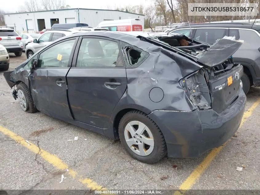 2011 Toyota Prius Three VIN: JTDKN3DU5B5318677 Lot: 40789891