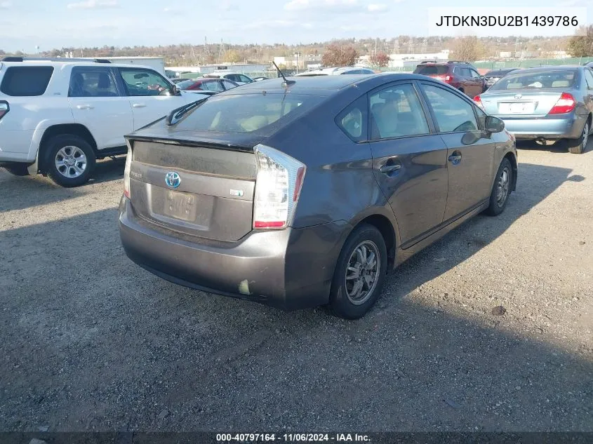 2011 Toyota Prius Three VIN: JTDKN3DU2B1439786 Lot: 40797164