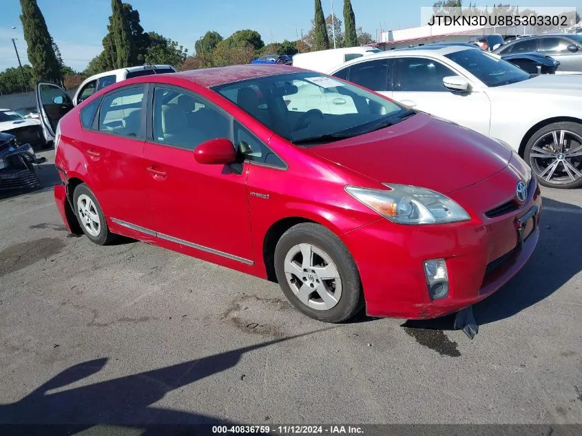 2011 Toyota Prius Three VIN: JTDKN3DU8B5303302 Lot: 40836759