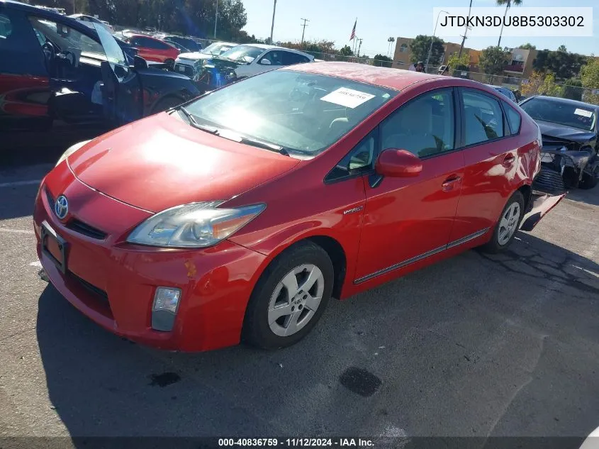 2011 Toyota Prius Three VIN: JTDKN3DU8B5303302 Lot: 40836759