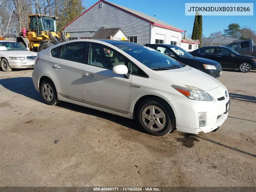 2011 Toyota Prius Three VIN: JTDKN3DUXB0318266 Lot: 40880771