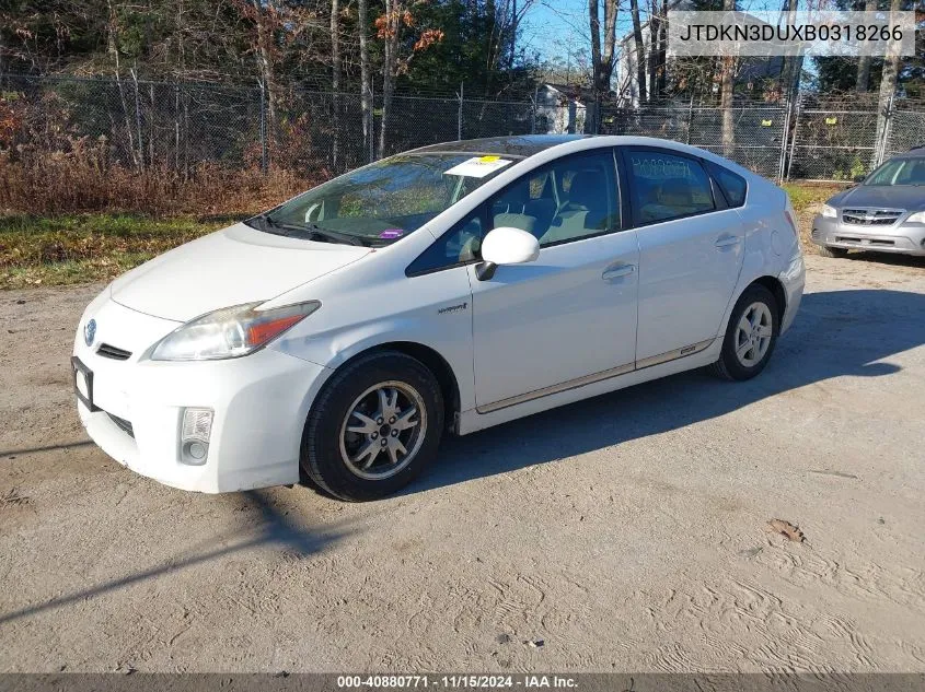 2011 Toyota Prius Three VIN: JTDKN3DUXB0318266 Lot: 40880771