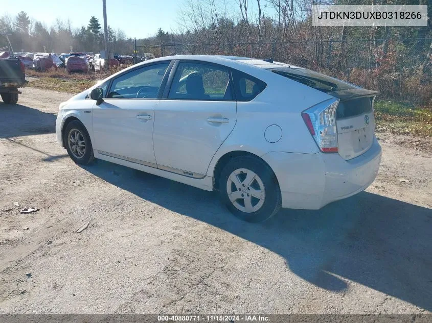 2011 Toyota Prius Three VIN: JTDKN3DUXB0318266 Lot: 40880771