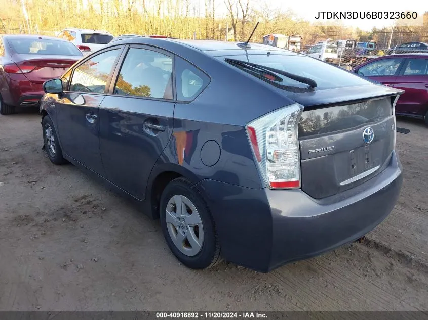 2011 Toyota Prius Two VIN: JTDKN3DU6B0323660 Lot: 40916892