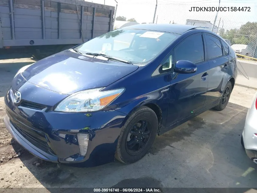 JTDKN3DU0C1584472 2012 Toyota Prius Four