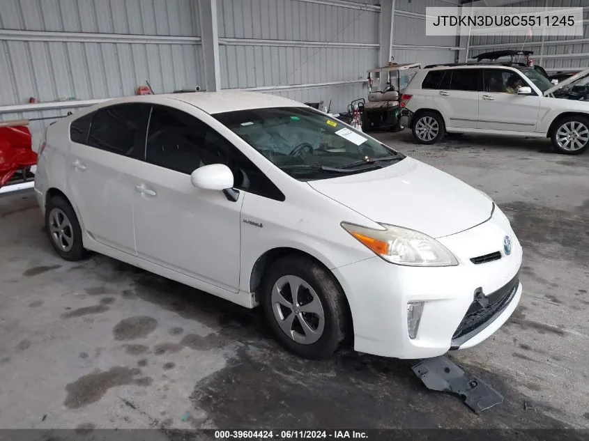 2012 Toyota Prius Two VIN: JTDKN3DU8C5511245 Lot: 39604424