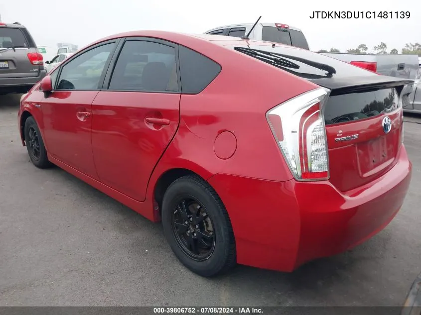 JTDKN3DU1C1481139 2012 Toyota Prius Two