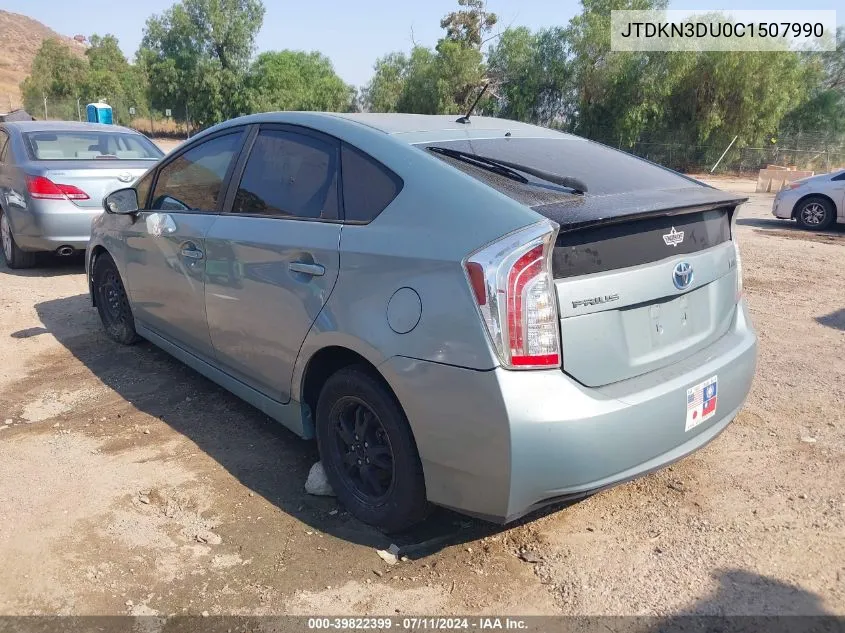 2012 Toyota Prius Two VIN: JTDKN3DU0C1507990 Lot: 39822399