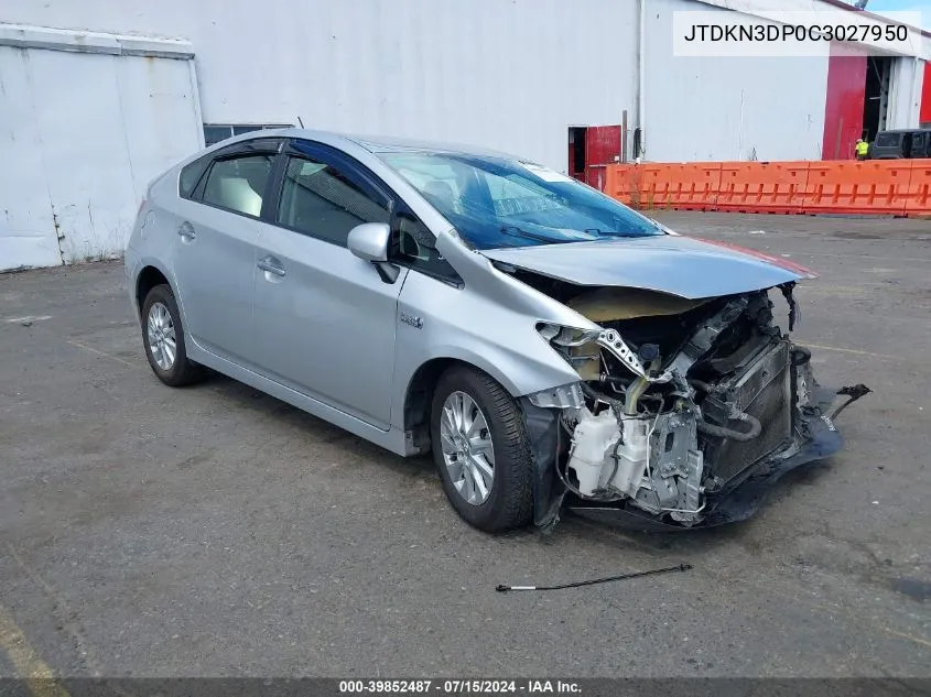 2012 Toyota Prius Plug-In VIN: JTDKN3DP0C3027950 Lot: 39852487