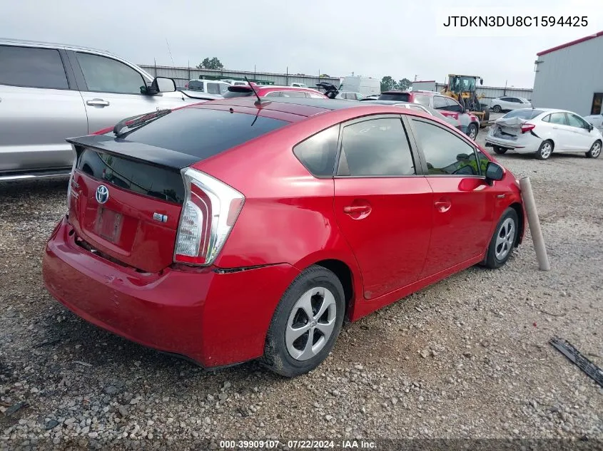 2012 Toyota Prius Three VIN: JTDKN3DU8C1594425 Lot: 39909107