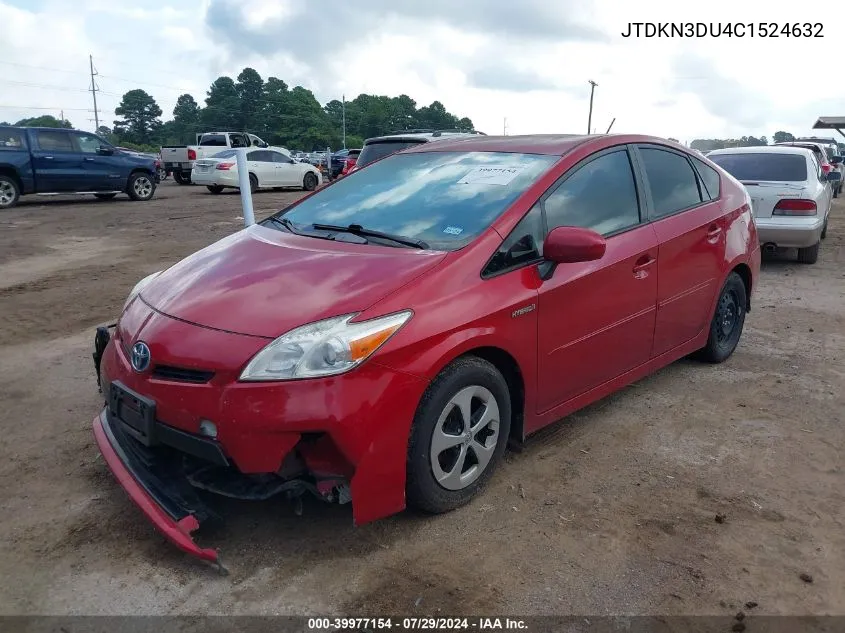 JTDKN3DU4C1524632 2012 Toyota Prius Four