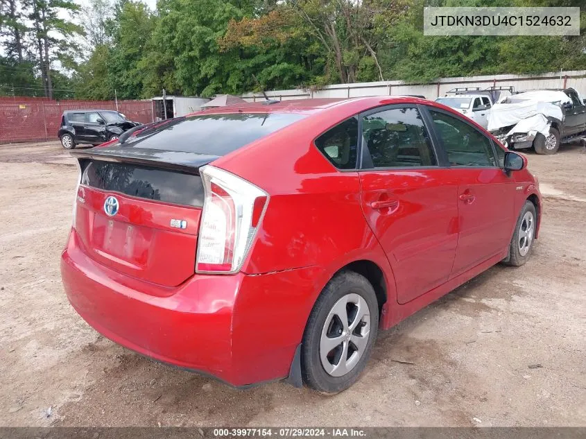 2012 Toyota Prius Four VIN: JTDKN3DU4C1524632 Lot: 39977154