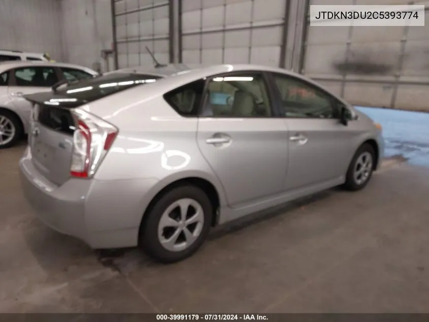 2012 Toyota Prius Five/Four/One/Three/Two VIN: JTDKN3DU2C5393774 Lot: 39991179