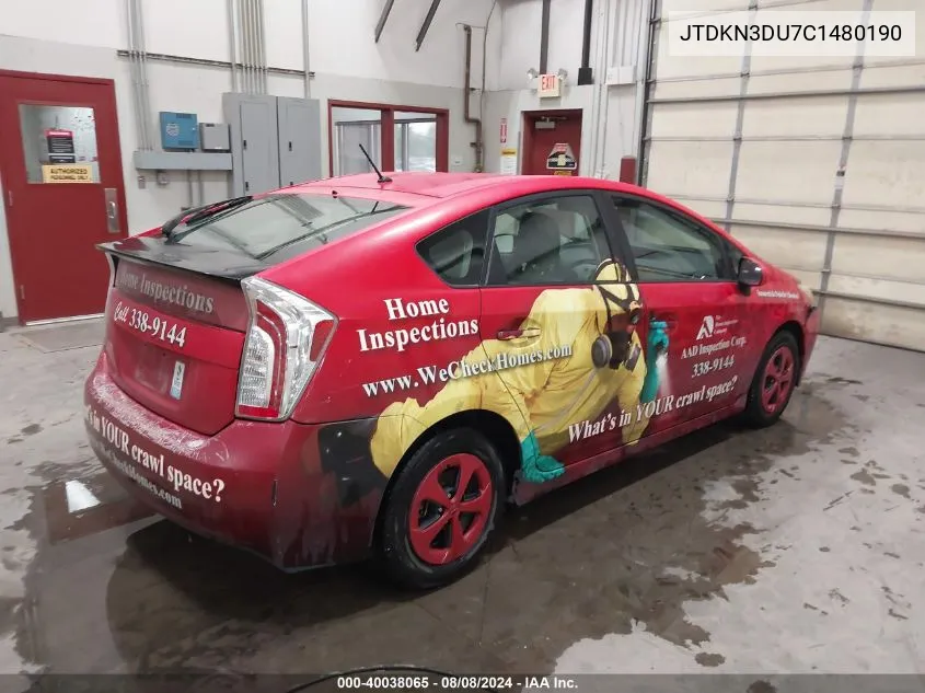 JTDKN3DU7C1480190 2012 Toyota Prius Two